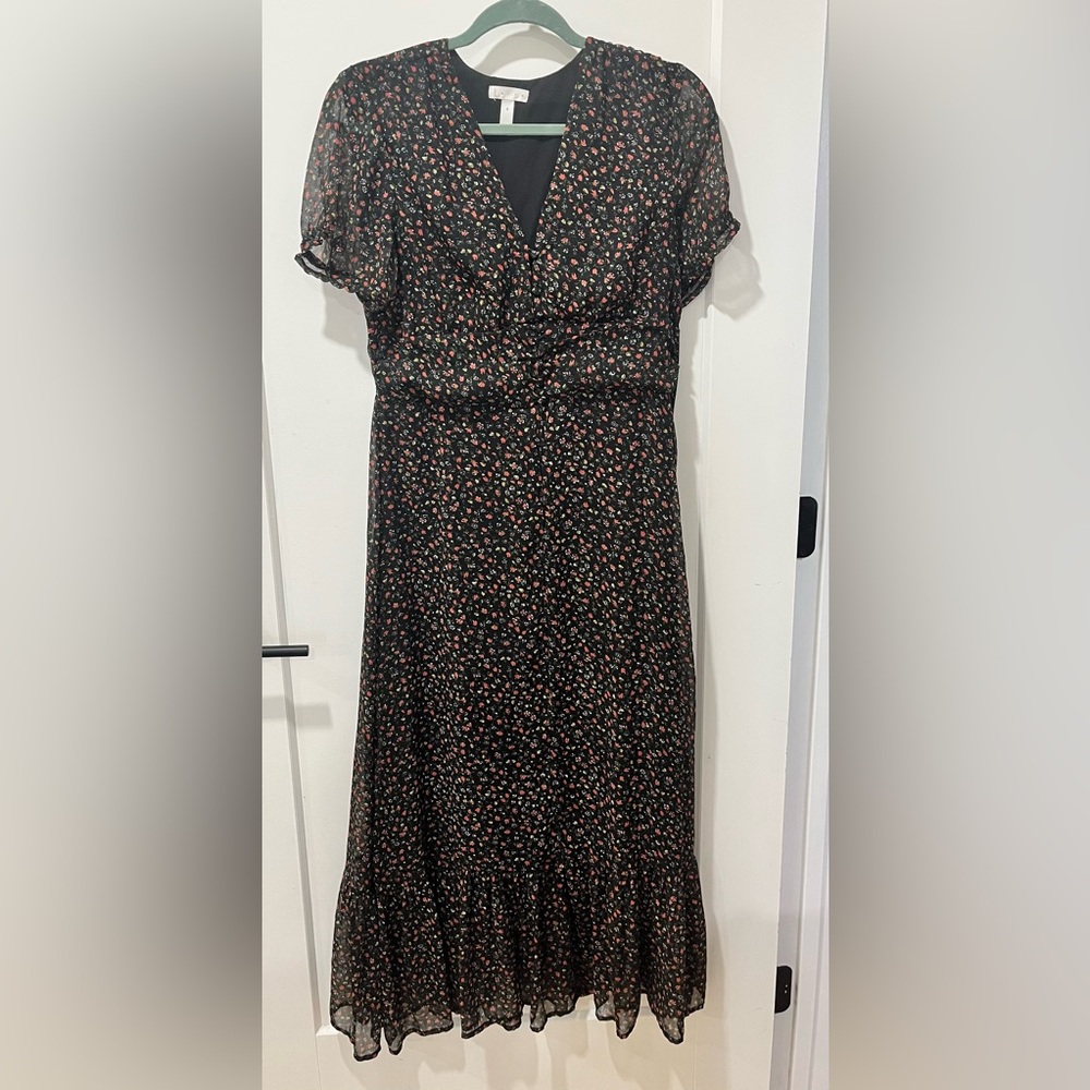 Nordstrom Leith Black Floral Maxi Dress